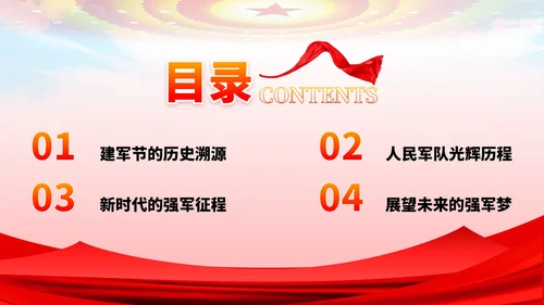 红色党政风八一建军节主题学习PPT模板