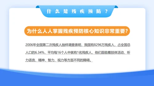 蓝色简约风全国残疾预防日通用PPT模板