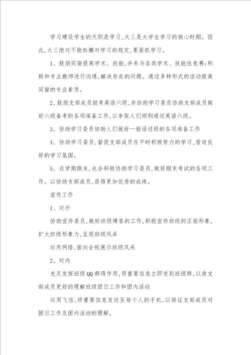 团支书工作计划格式