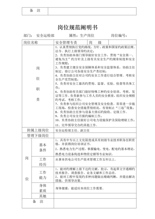 安全运检部岗位基础规范专项说明书.docx