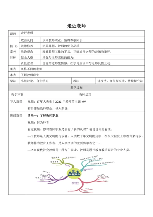 【核心素养目标】6.1《走近老师》教案