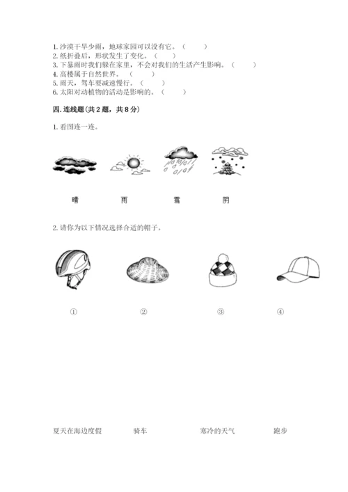 教科版小学二年级上册科学期末测试卷带答案（黄金题型）.docx