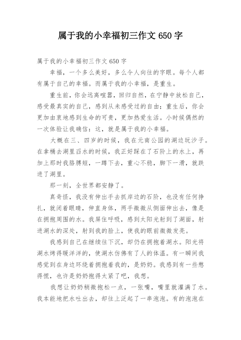 属于我的小幸福初三作文650字.docx