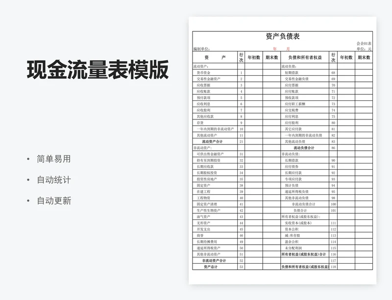 现金流量表模版