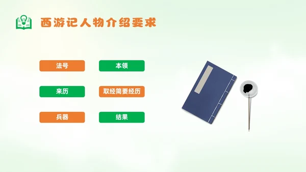 绿色卡通风西游记人物课件