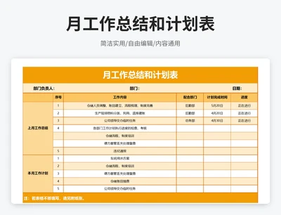 简约风月工作总结和计划表