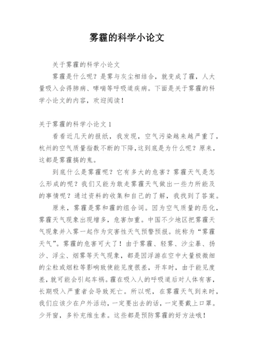 雾霾的科学小论文.docx