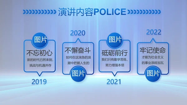 蓝色大气公安部学习宣传动态PPT模板