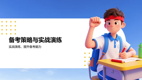 蓝色3D风奋战中考：梦想启航PPT模板
