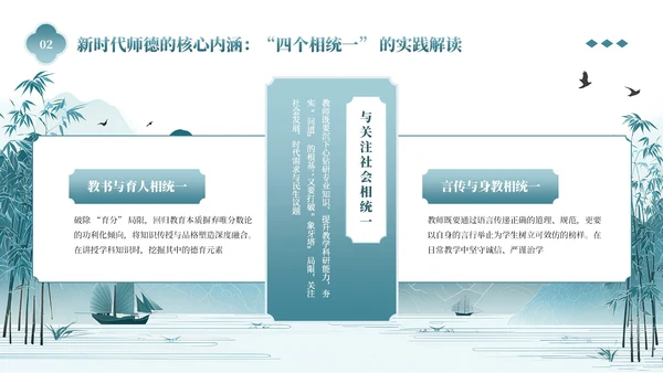 青色中国风立德为先育人为本师德教育讲座PPT模板