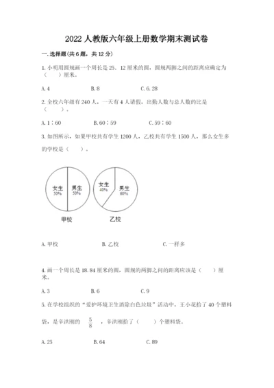 2022人教版六年级上册数学期末测试卷精品（全国通用）.docx