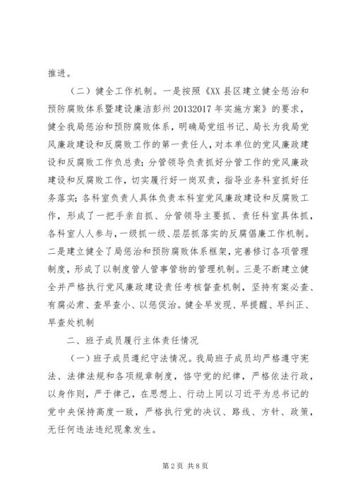 市安全生产监督管理局XX年度领导班子履行党风廉政建设主体责任报告.docx