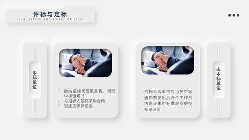 灰色新拟态招标投标流程微粒体商务简约述职PPT模板