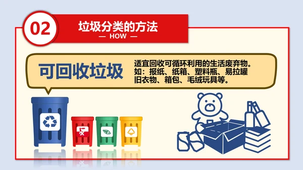 垃圾分类科普垃圾筒PPT模板