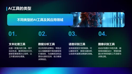 蓝色渐变风企业内训：AI工具在办公中的应用PPT模板