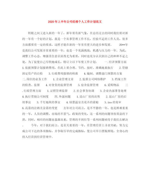 精编之年上半年公司经理个人工作计划范文.docx