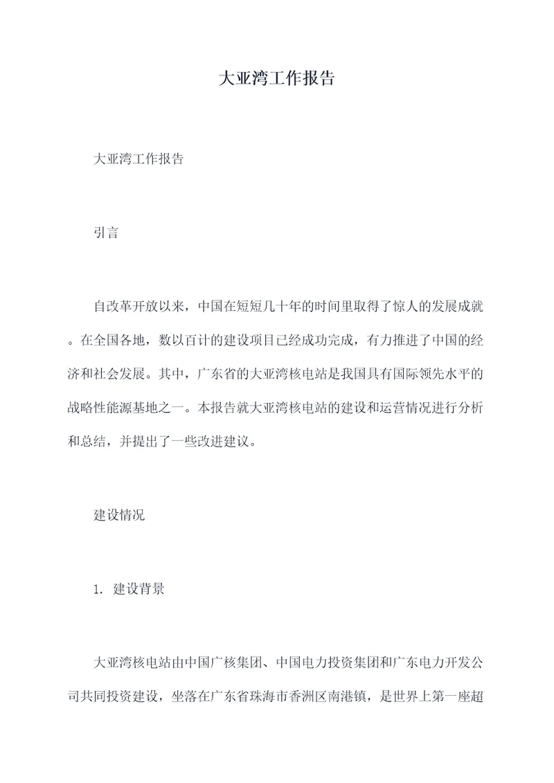 大亚湾工作报告