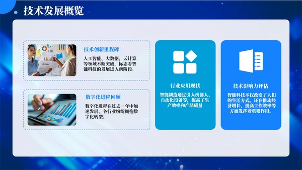 蓝色科技风智能升级数字转型202X年度技术发展年终总结PPT模板