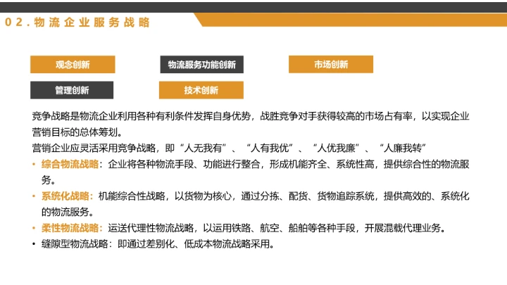 物流行业公司企业发展战略规划方案PPT