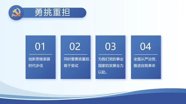 蓝色大气党建党支部述职报告动态PPT
