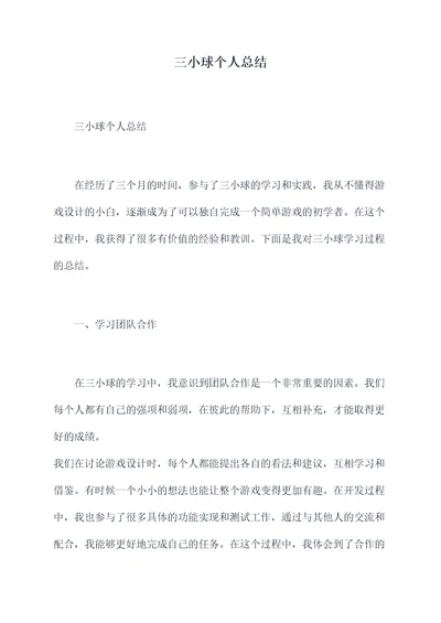 三小球个人总结