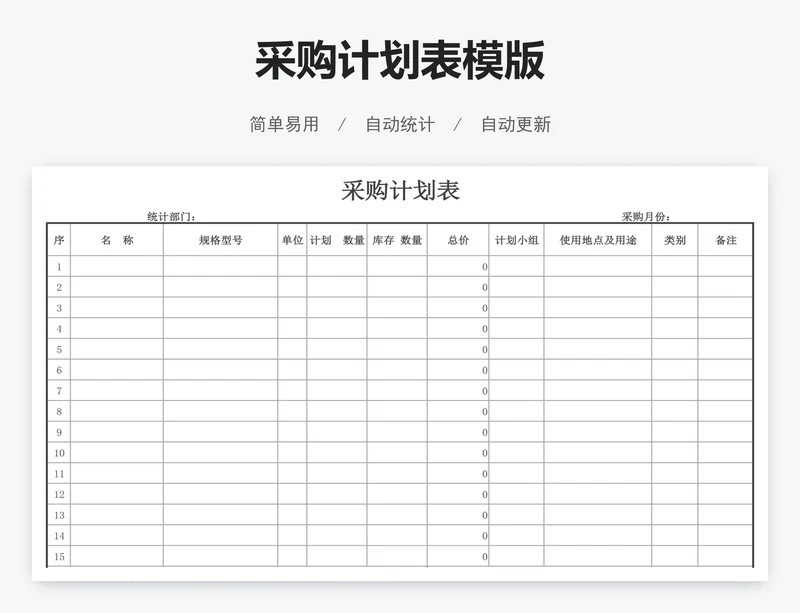 采购计划表模版