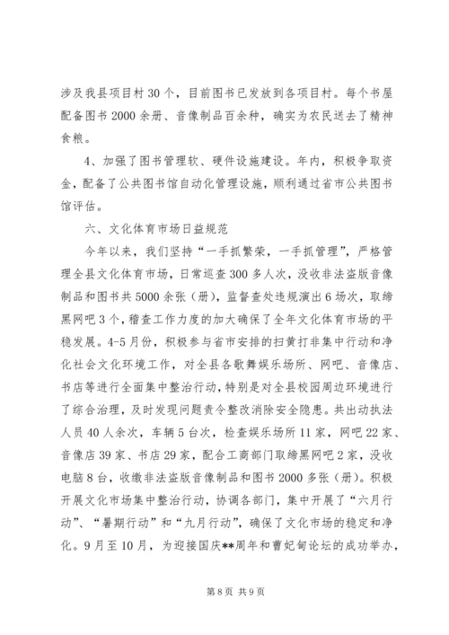 县文体工作汇报范文.docx