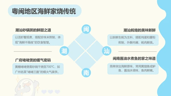 呆呆鲨可爱简约风南方美食文化ppt模版