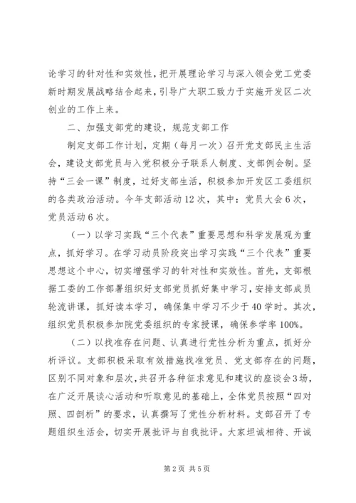 开发区质监分局党支部工作汇报.docx