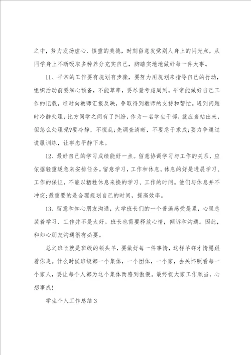 学生个人工作总结范文五篇