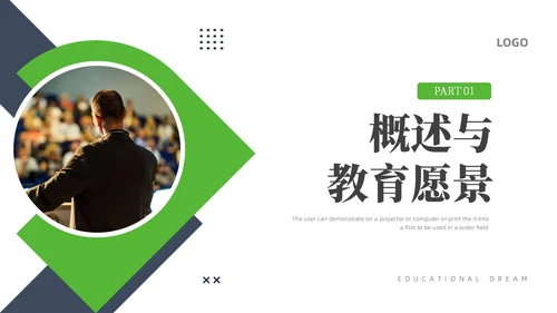 绿色蓝色商务风校长述职报告PPT模板