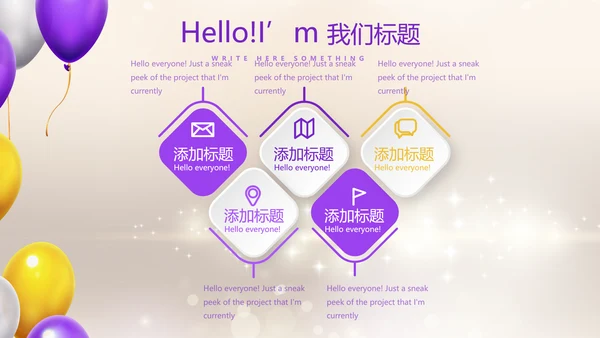 紫色员工生日会快乐电子相册动态PPT模板