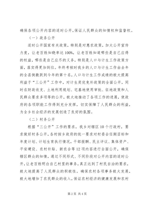 乡镇政府三公开工作总结.docx