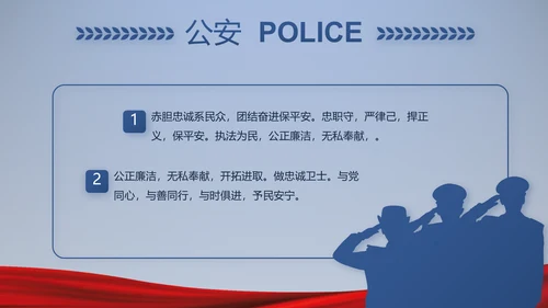 蓝色大气公安警察派出所演讲动态PPT