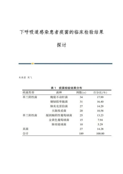 下呼吸道感染患者痰菌的临床检验结果探讨.docx