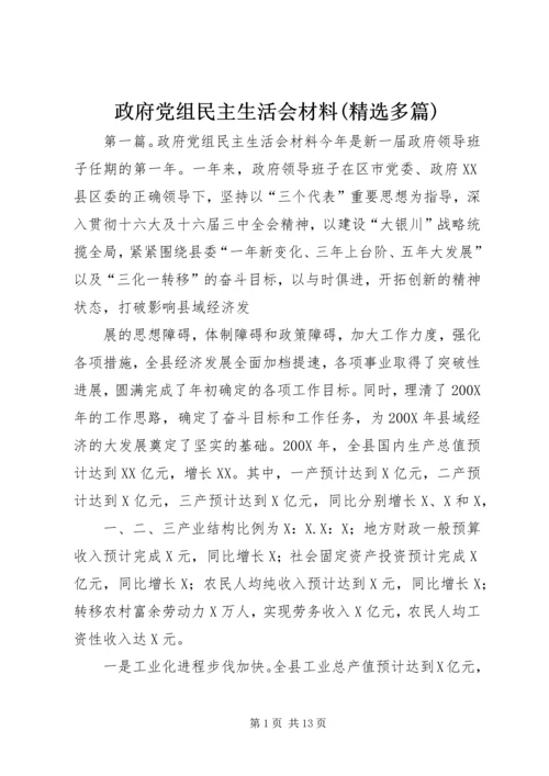 政府党组民主生活会材料(精选多篇).docx