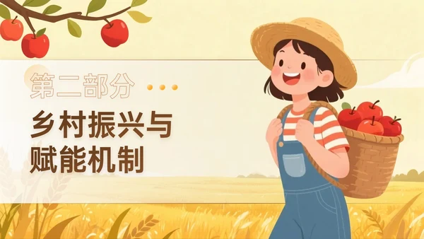 棕黄色插画风关于苹果产业赋能乡村振兴之路PPT模板