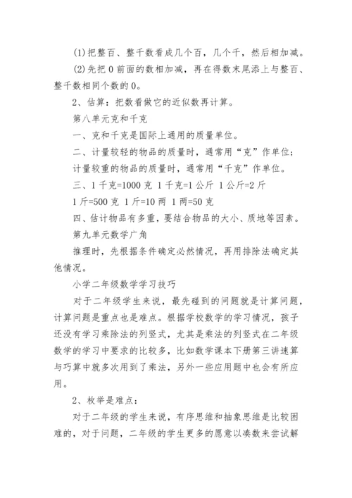 人教版二年级数学下册的知识点总结.docx