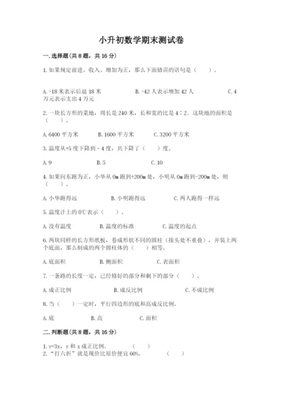 小升初数学期末测试卷附答案（夺分金卷）.docx