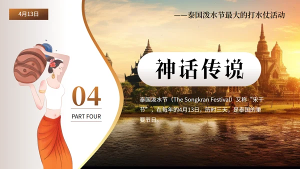 泰国泼水节旅游通用PPT模板