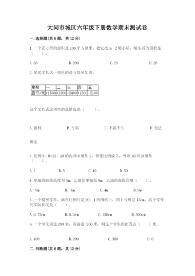 大同市城区六年级下册数学期末测试卷推荐.docx