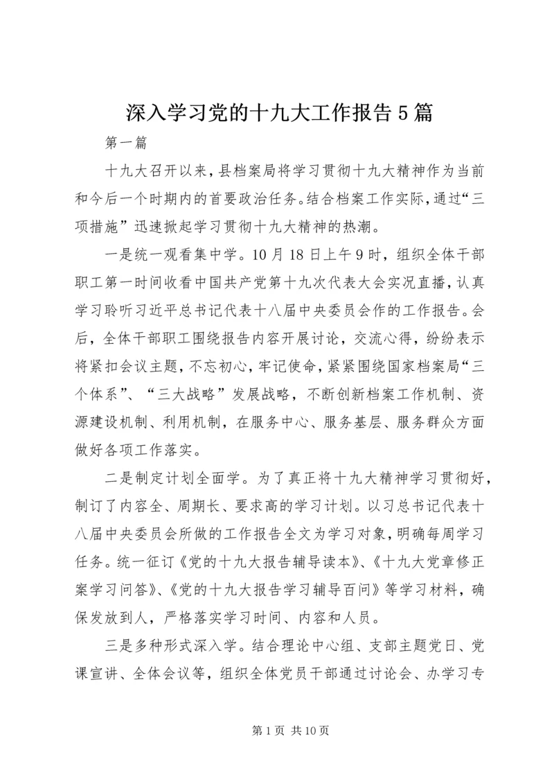 深入学习党的十九大工作报告5篇.docx