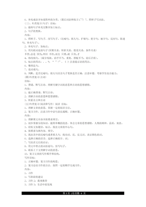 人教版四年级下册语文复习计划.docx