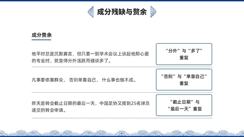 蓝色青花瓷中国风语文高考病句专题说课PPT课件