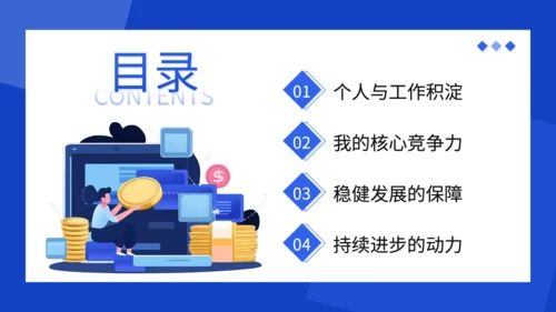 蓝色扁平风述职报告PPT
