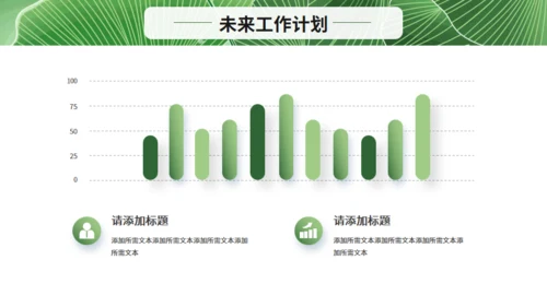 清新绿叶月度复盘总结通用PPT模板