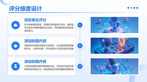 蓝色3D风成功的英语演讲比赛方案PPT模板