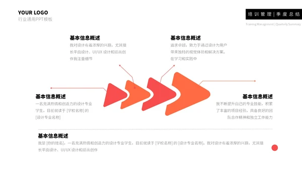红橙简约个人简历通用PPT模板