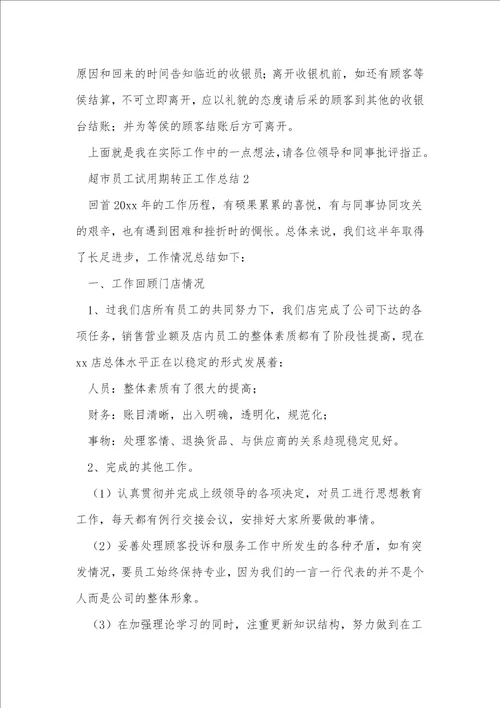 超市员工试用期转正总结优选7篇