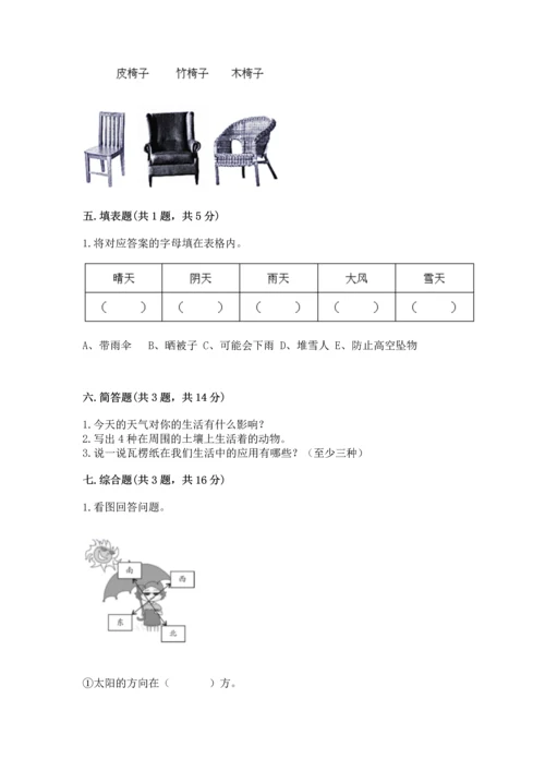 教科版二年级上册科学期末测试卷附参考答案（考试直接用）.docx